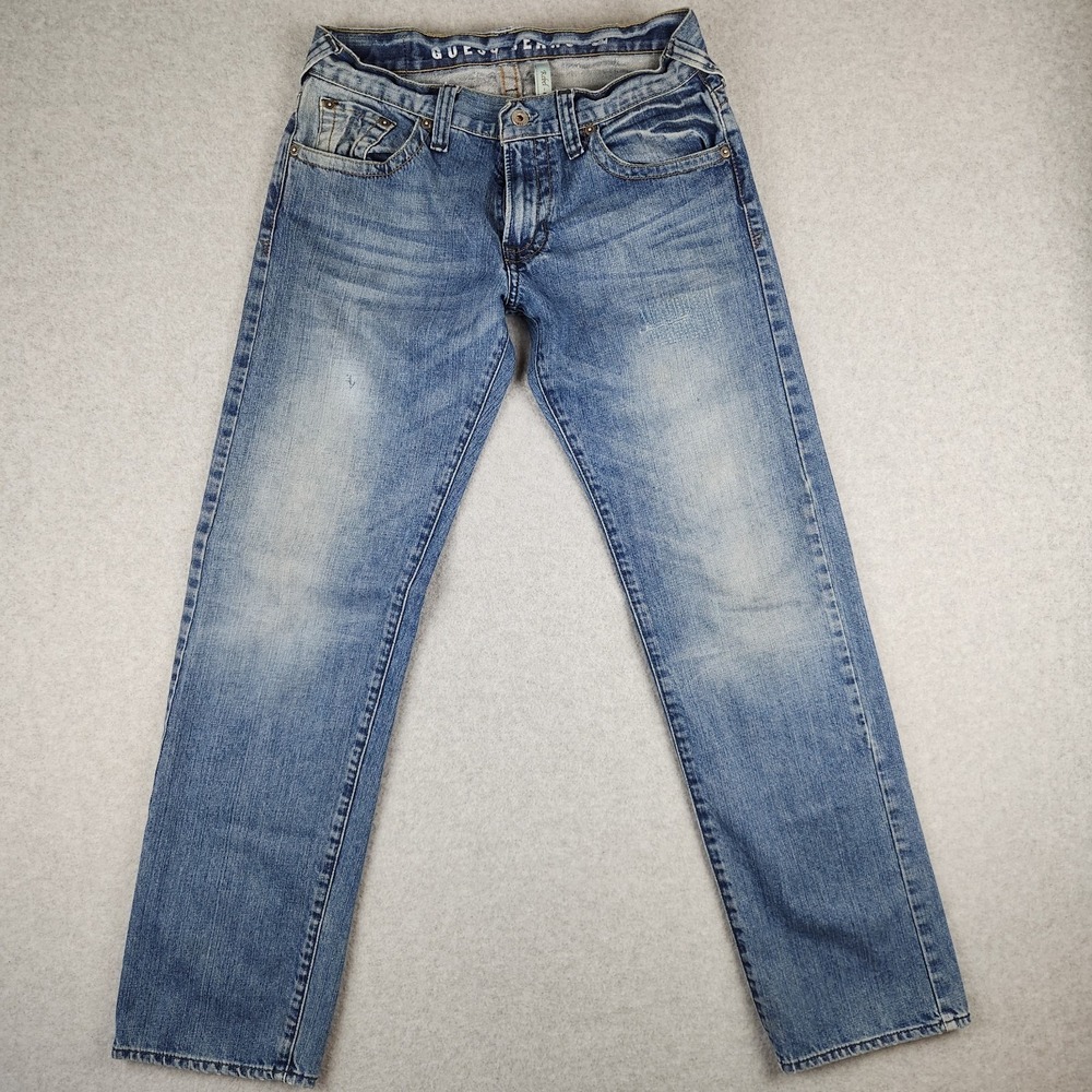 GUESS Jeans Vintage Y2K Relaxed Straight Men's‎ W30 L32 Mid Rise Light Wash
